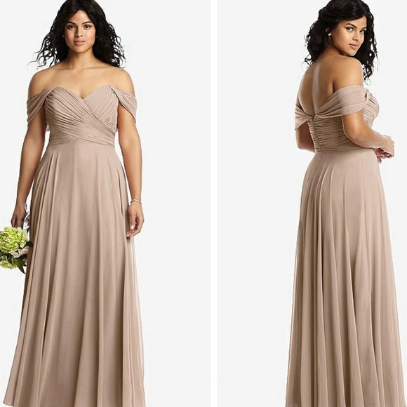DESSY | Off-the-Shoulder Draped Chiffon Maxi Dress in Topaz - Picture 2 of 6